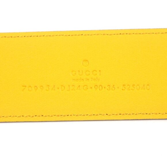 Gucci Memorable Buckle g Logo Buckle Bicolor Leather Belt Yellow Blue main image 4